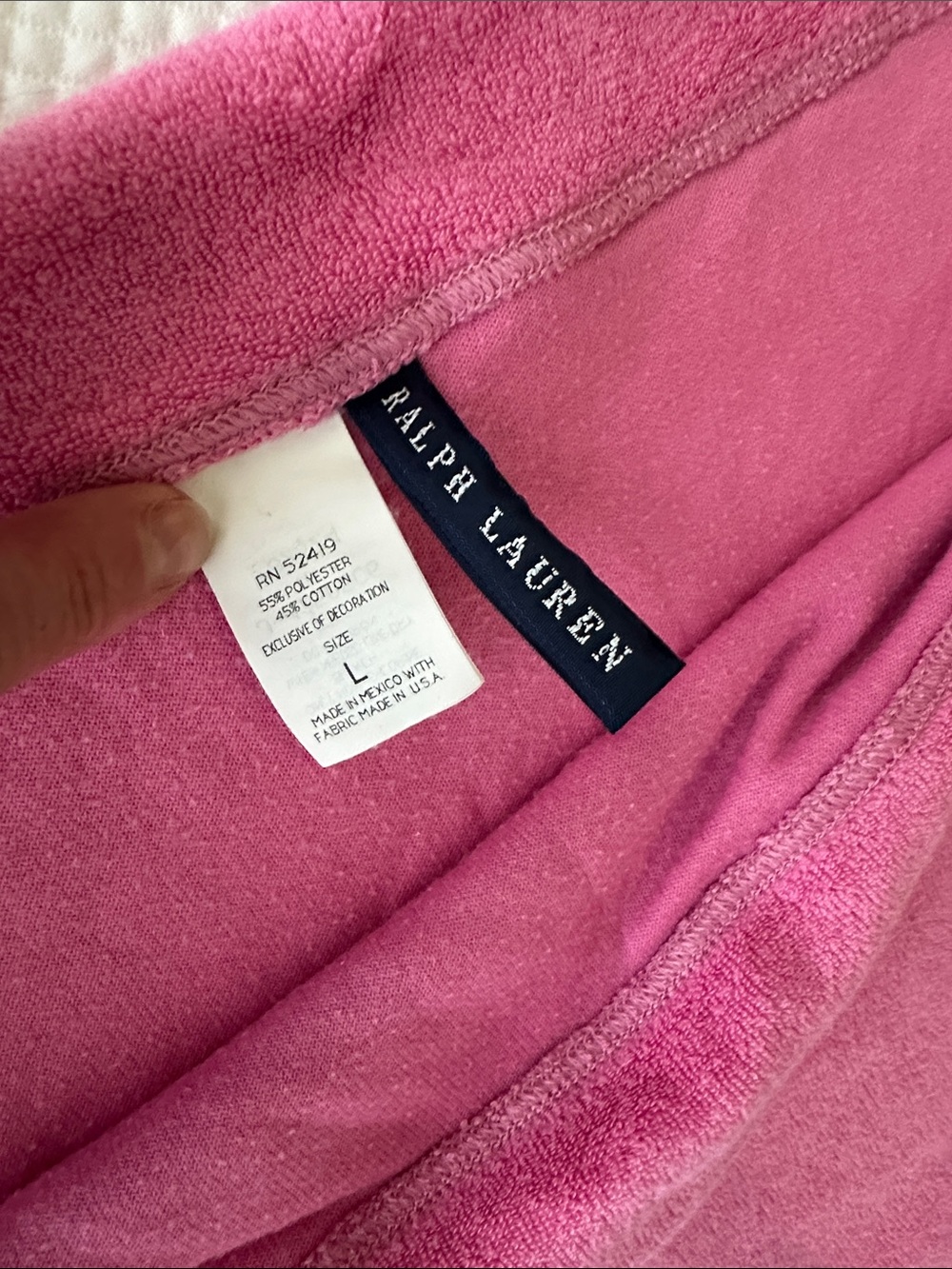 Ralph Lauren Pink Terry Cloth Swim Cover-Up Skirt | Size L - Picture 2 of 3